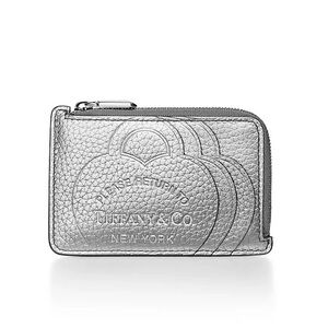 Tiffany & Co. Return to Tiffany Silver Pebbled Zippy Zip Wallet Card Case